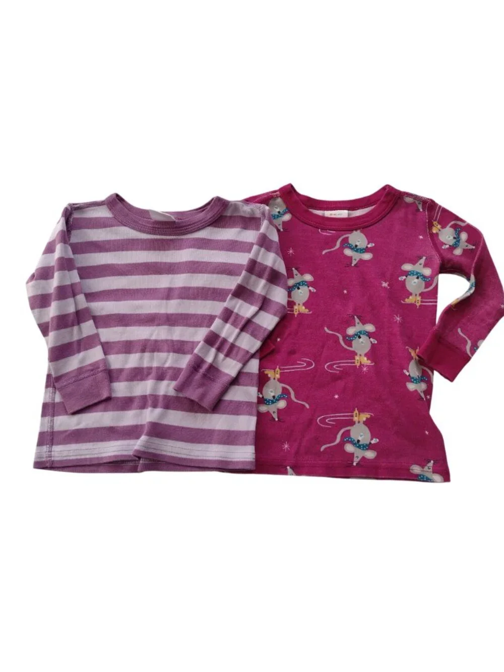 Hanna Andersson Lot of 2 PJ Sets Sz 2T Purple Stripe Winter Mouse HannaJams